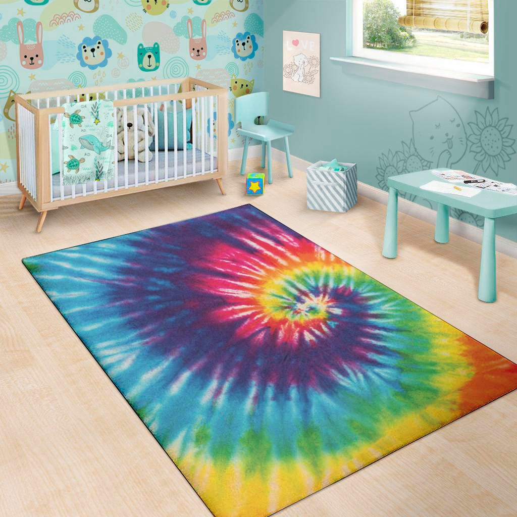 rainbow tie dye print area rug floor decor 7375