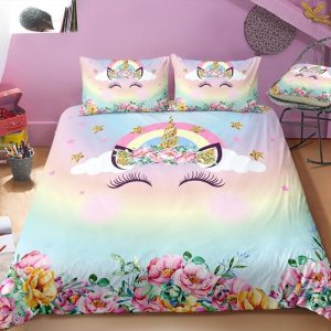 rainbow unicorn printed bedding set bedroom decor 1368