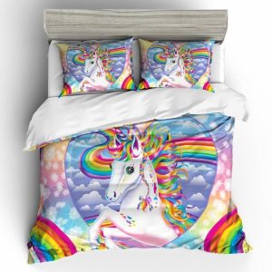 rainbow unicorn printed bedding set bedroom decor 2182