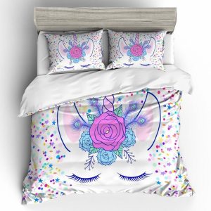rainbow unicorn printed bedding set bedroom decor 5144