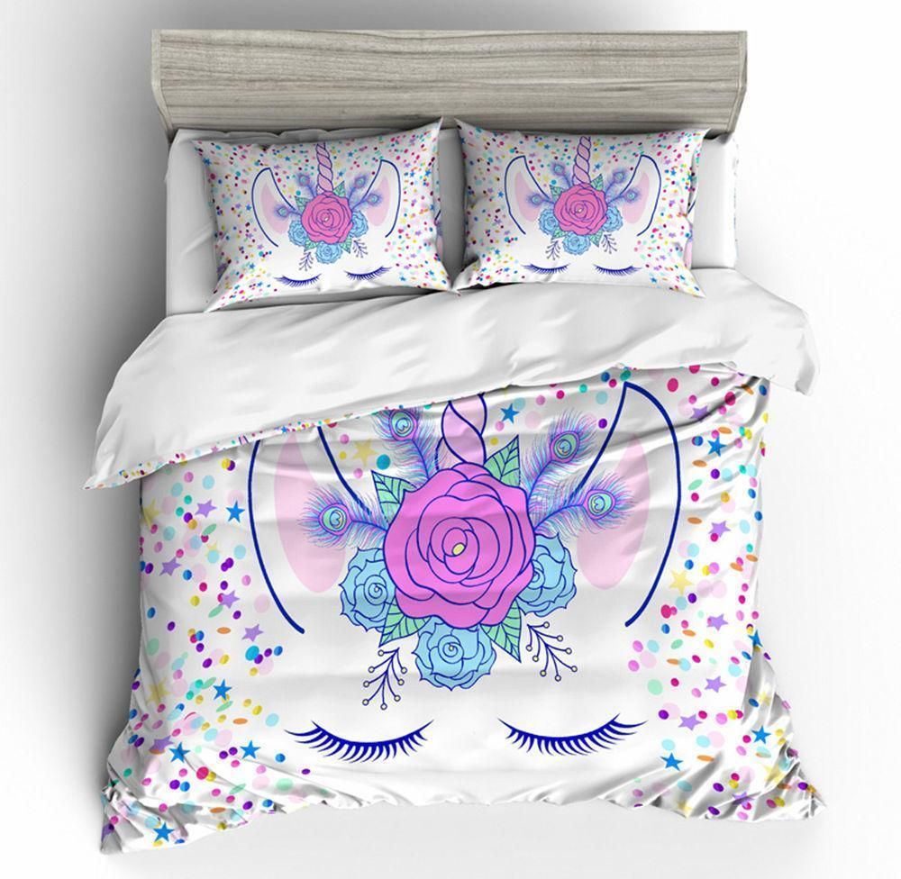 rainbow unicorn printed bedding set bedroom decor 5144