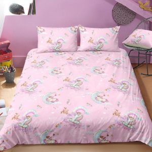 rainbow unicorn printed bedding set bedroom decor 7215