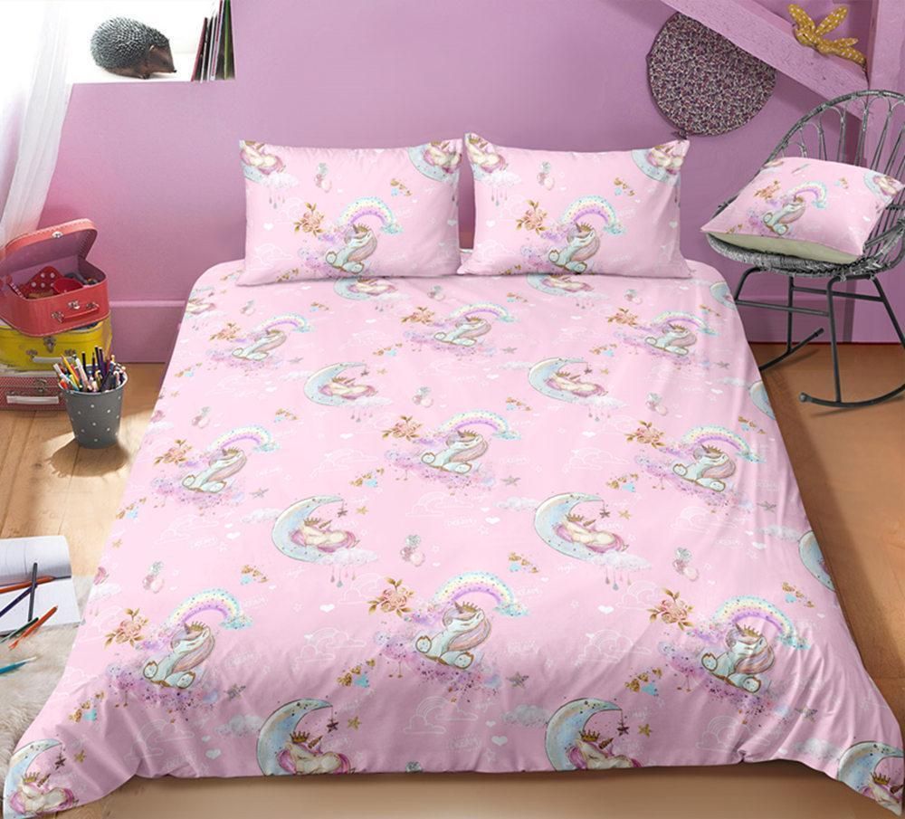 rainbow unicorn printed bedding set bedroom decor 7215