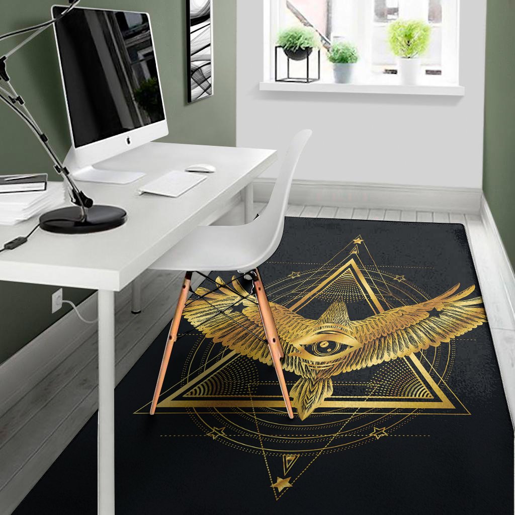 raven masonic eye print area rug floor decor 2558