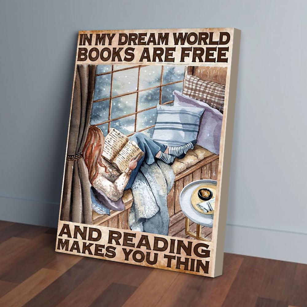 reading book canvas prints wall art decor 1039