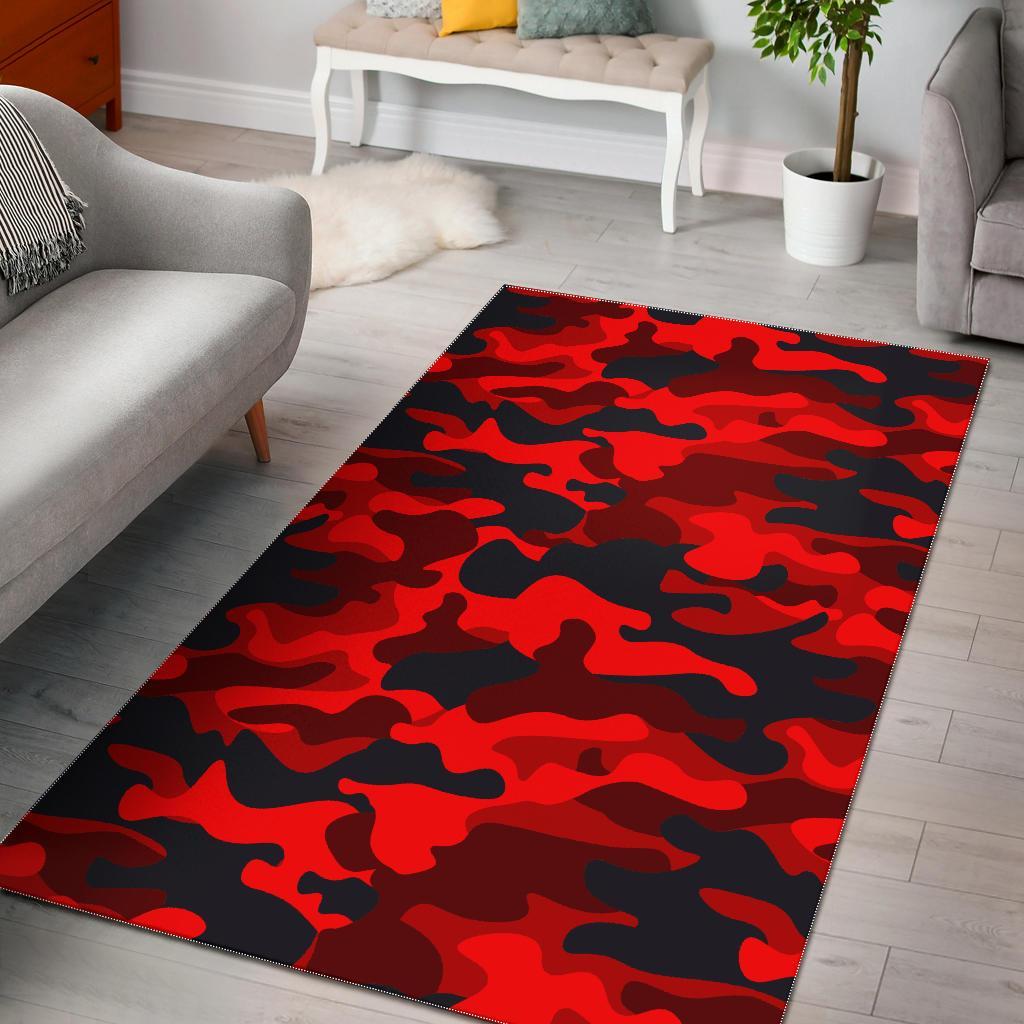 red and black camouflage print area rug floor decor 3413