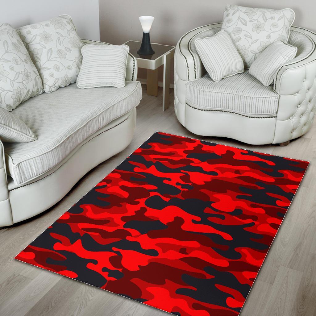 red and black camouflage print area rug floor decor 7204