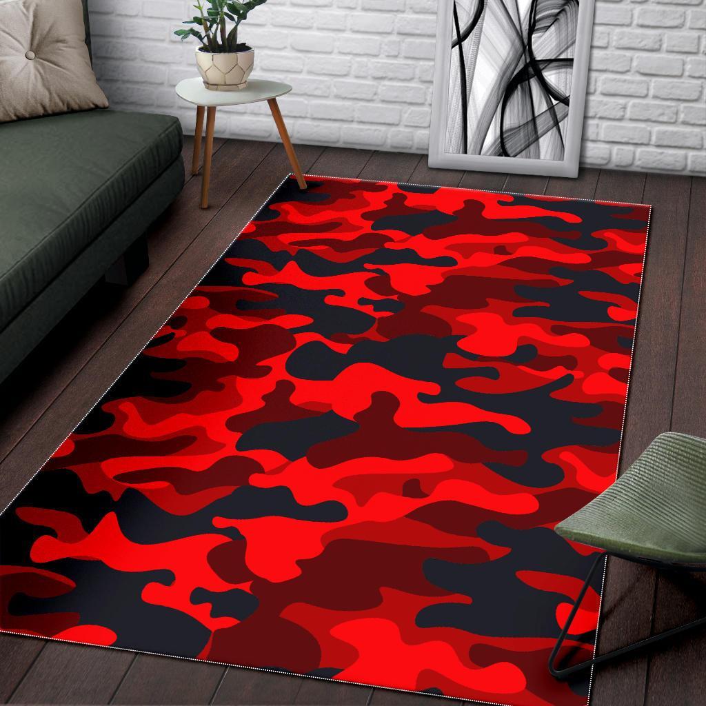 red and black camouflage print area rug floor decor 8406