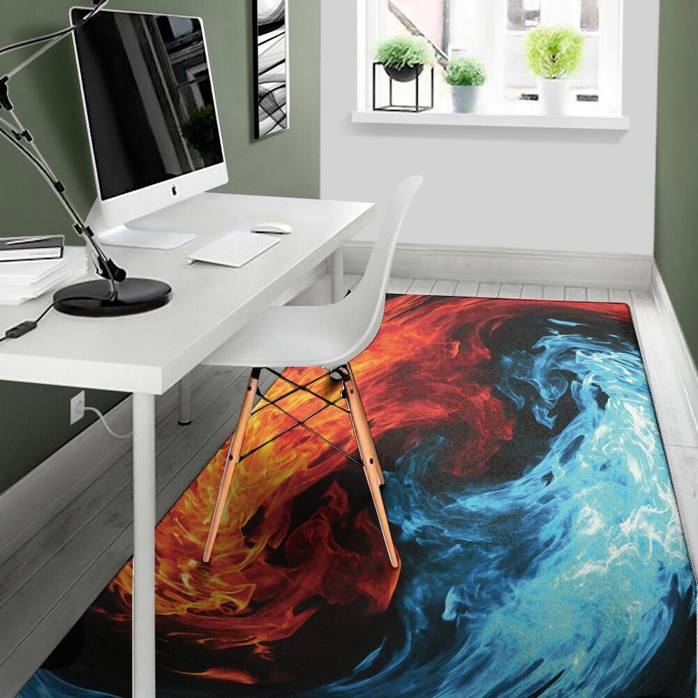 red and blue twin flame print area rug floor decor 1661