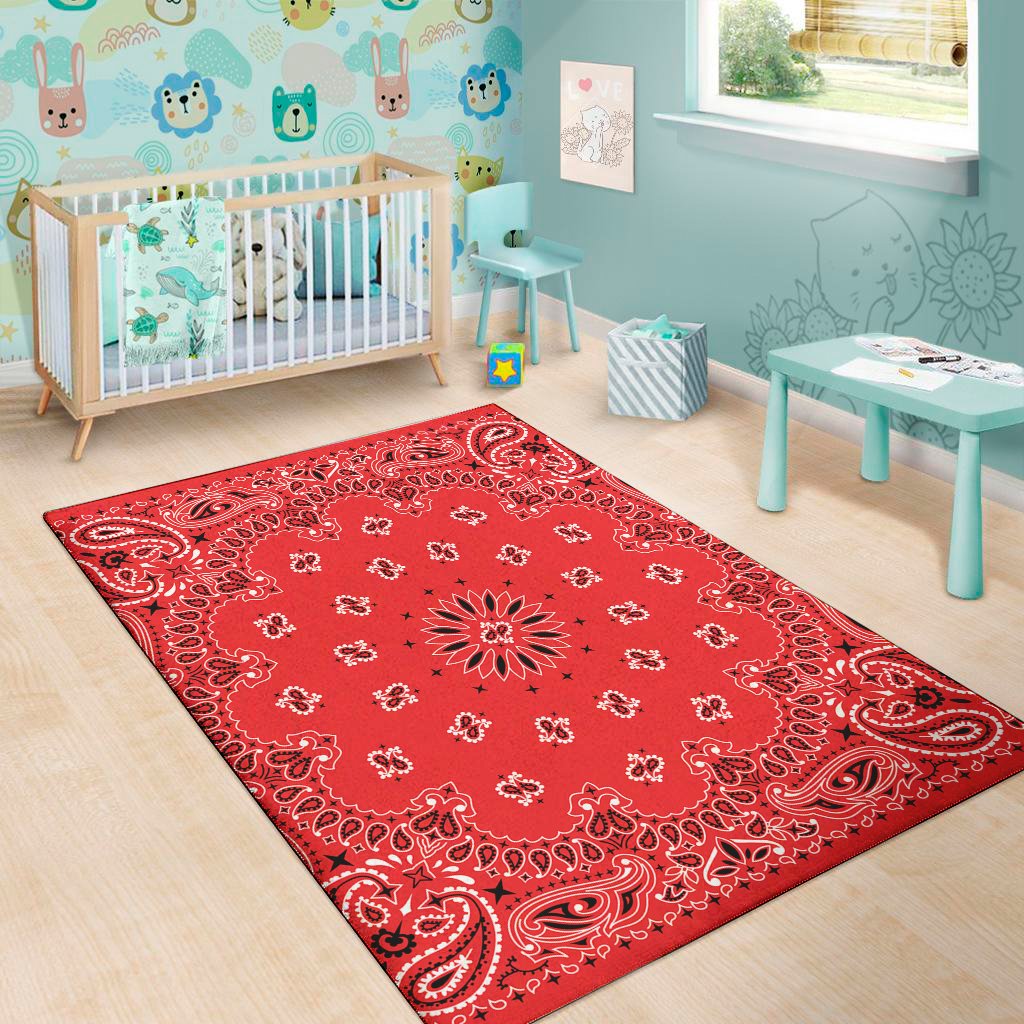 red black and white bandana print area rug floor decor 3483