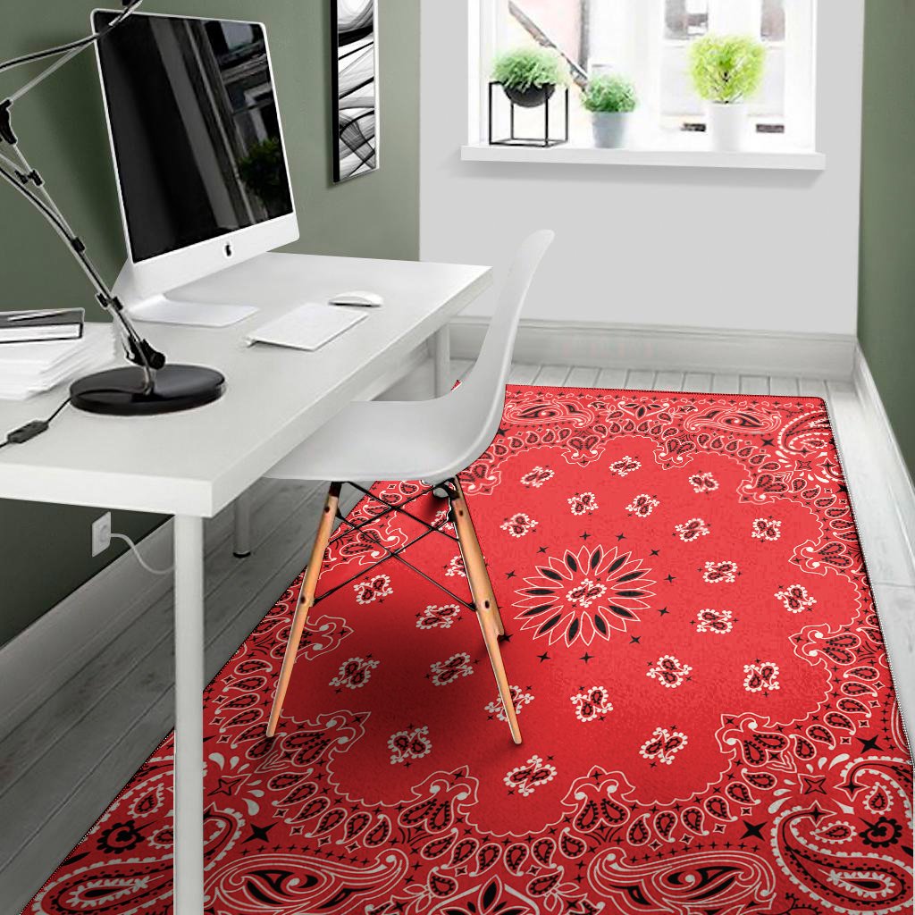 red black and white bandana print area rug floor decor 4883