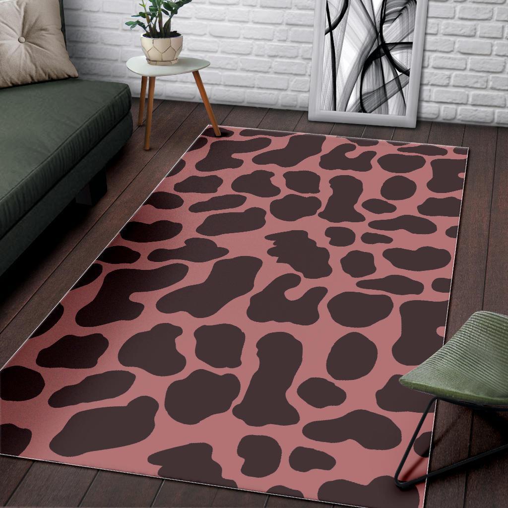 Red Brown Cow Print Area Rug Floor Decor Teehall