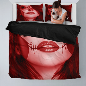 red calavera fresh look halloween spirit duvet cover bedding set bedroom decor 3945