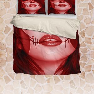 red calavera fresh look halloween spirit duvet cover bedding set bedroom decor 6299