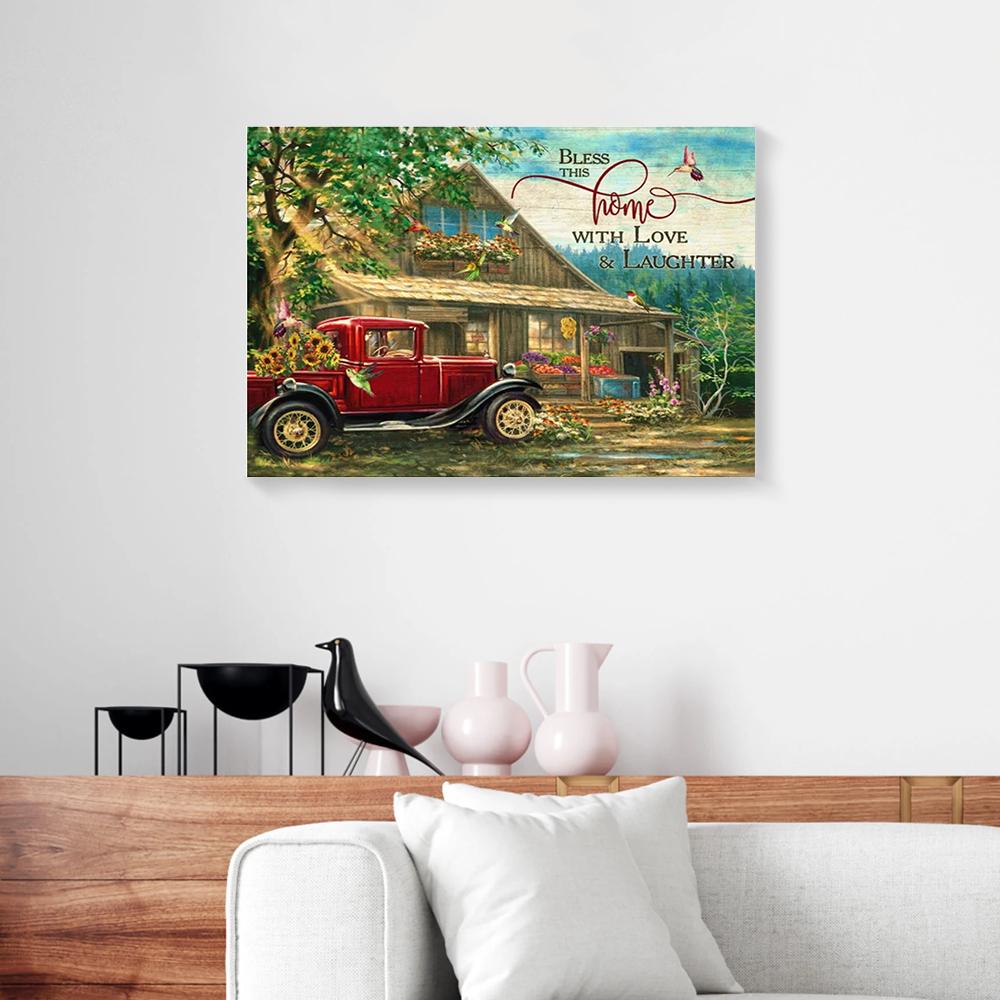 red car hummingbird canvas prints wall art decor 5089