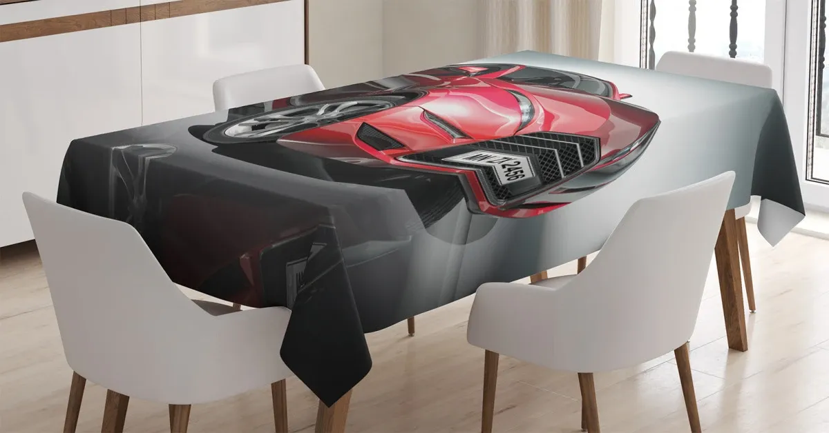 red fast sports racing men 3d printed tablecloth table decor 6817