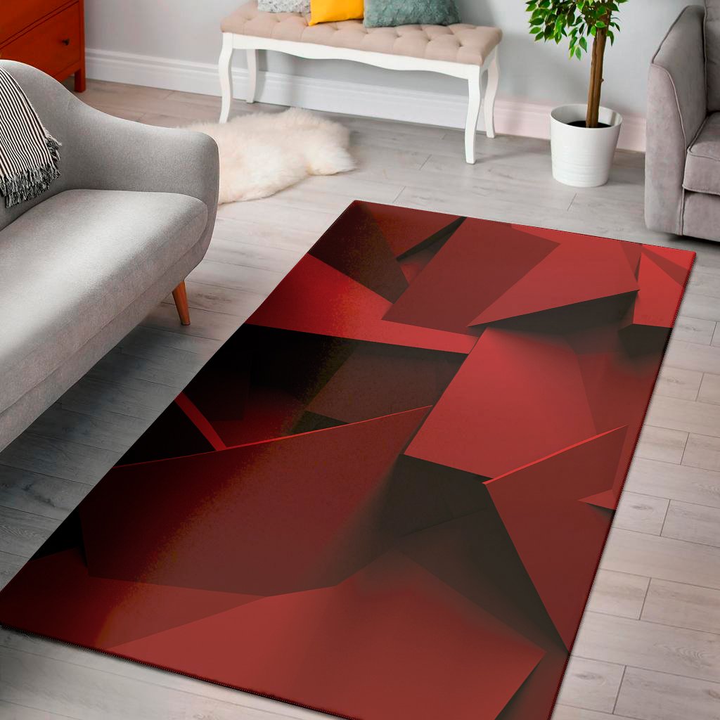 red geometric print area rug floor decor 2442