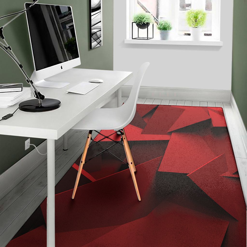 red geometric print area rug floor decor 3461