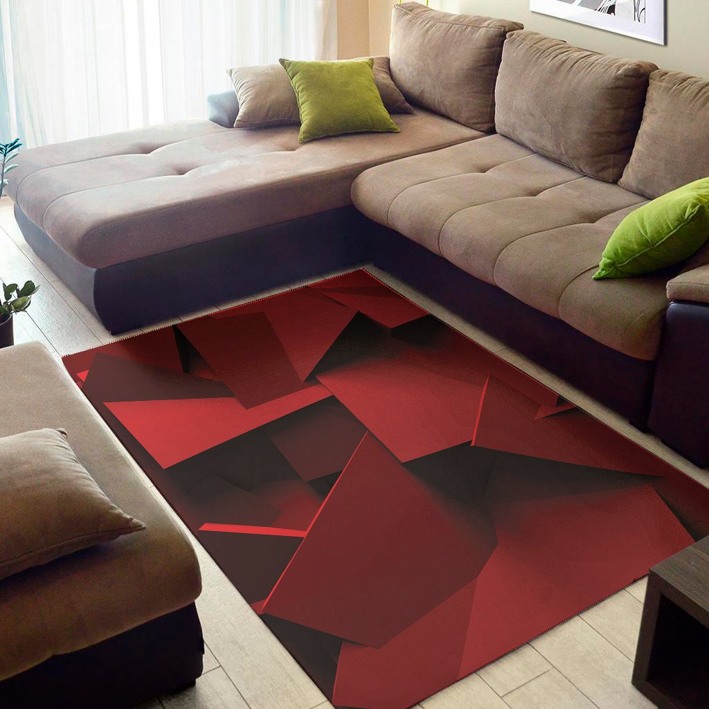 red geometric print area rug floor decor 4405