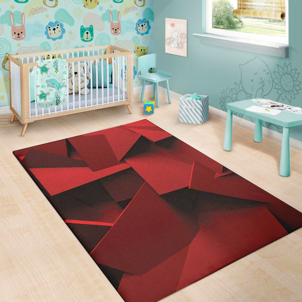 red geometric print area rug floor decor 7432