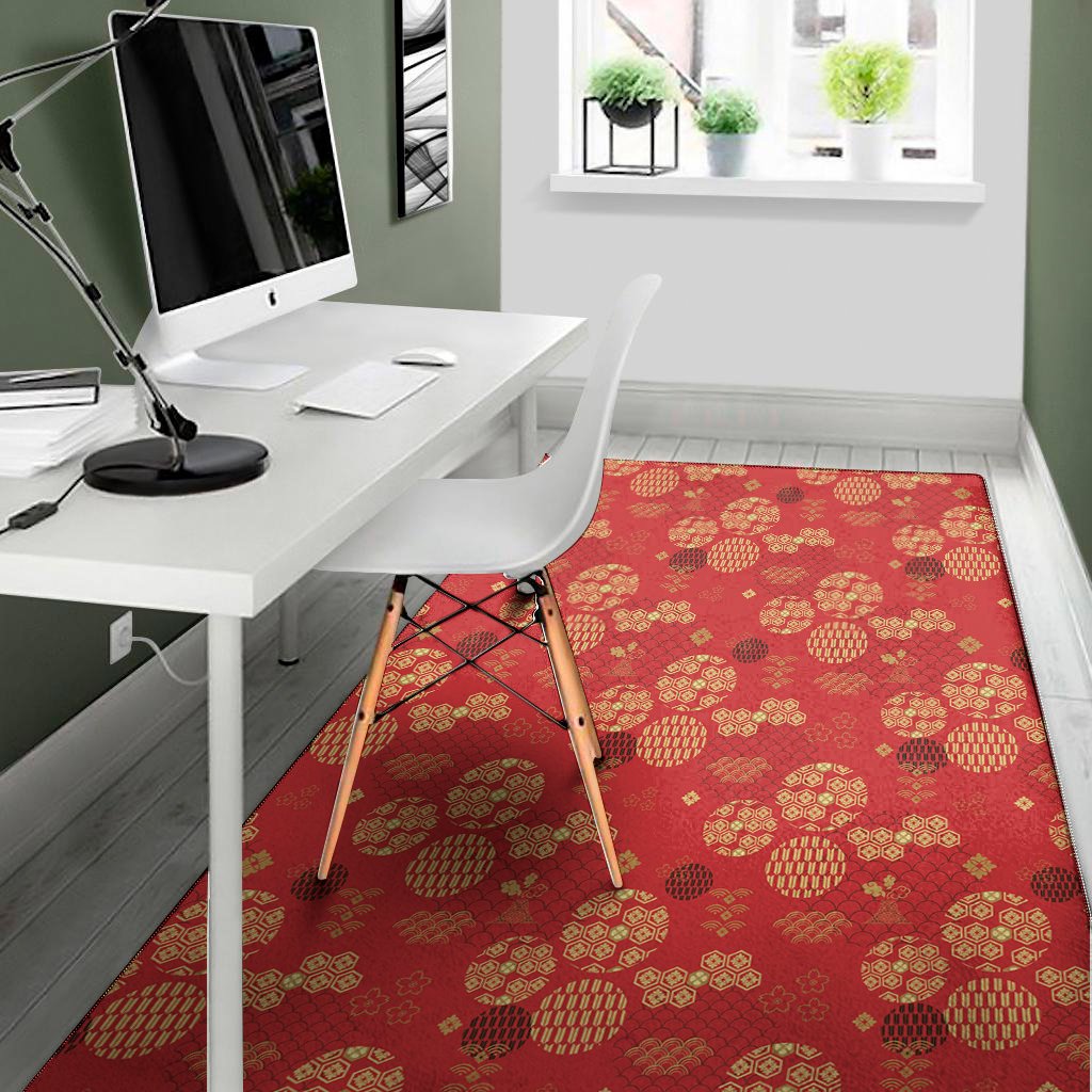 red japanese pattern print area rug floor decor 7405