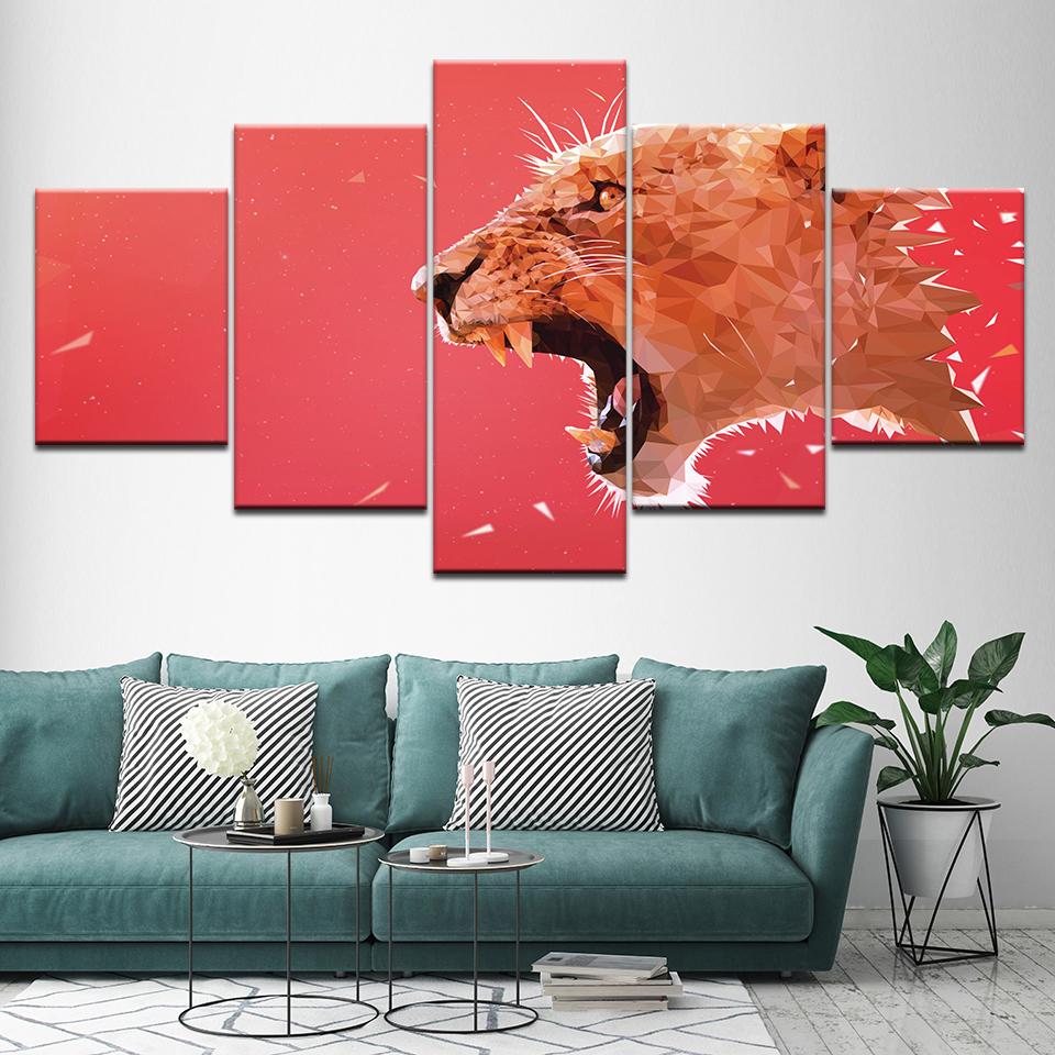 red leopard abstract animal 5 panel canvas art wall decor 2452