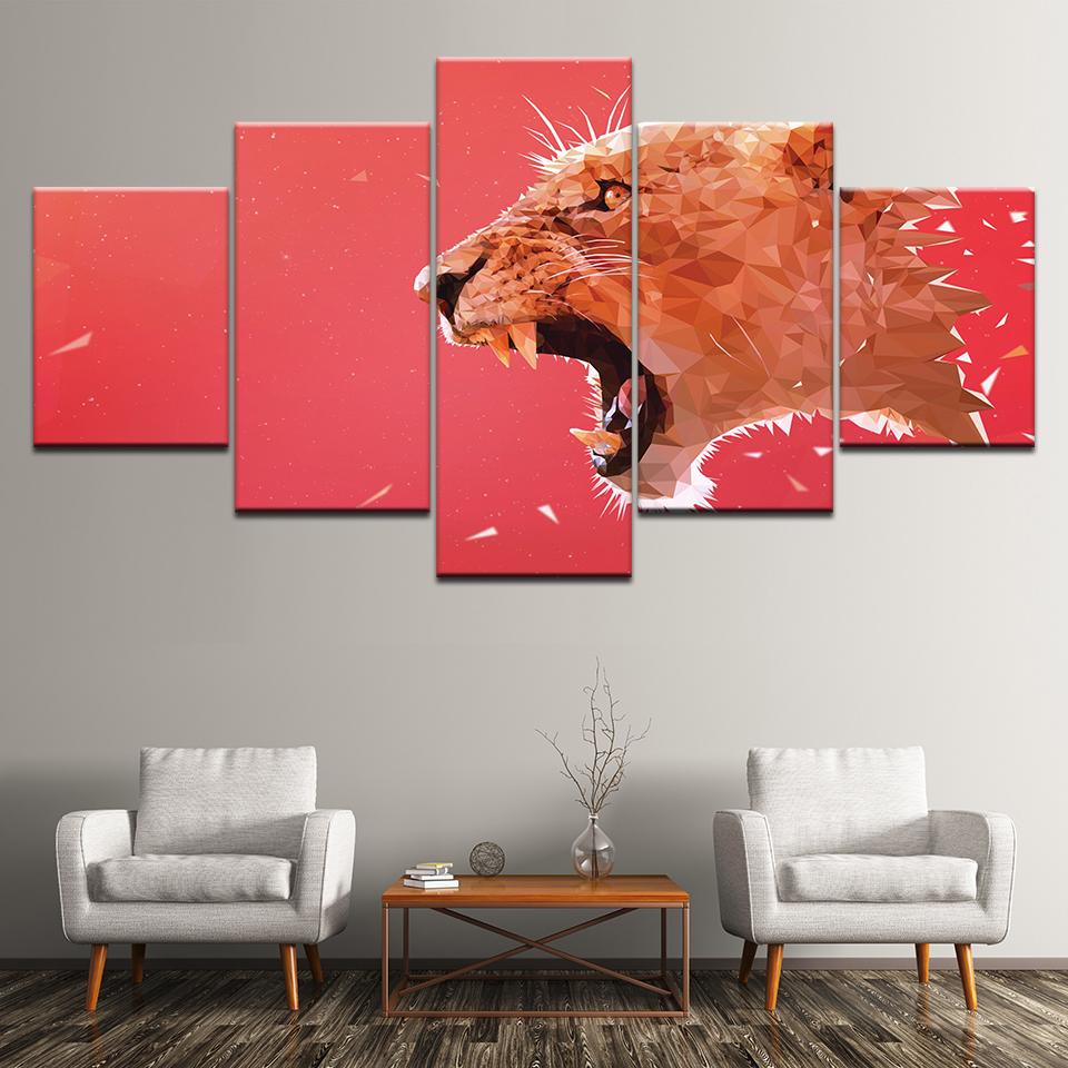 red leopard abstract animal 5 panel canvas art wall decor 2580