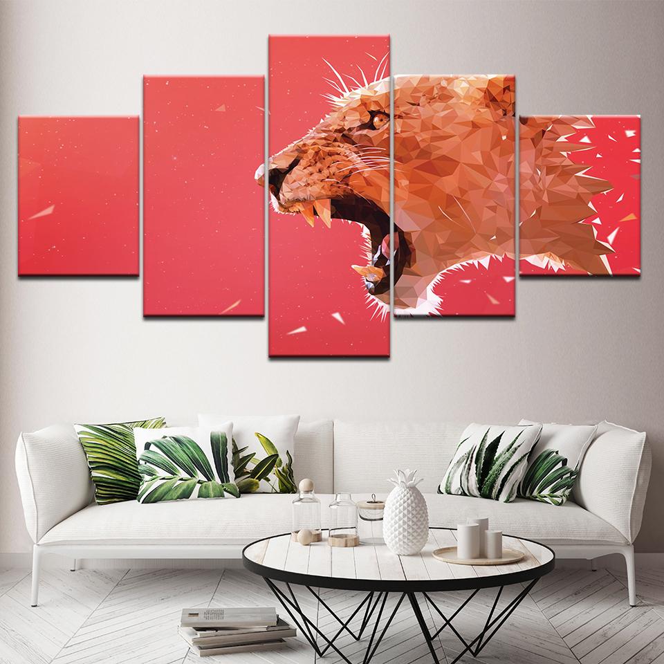 red leopard abstract animal 5 panel canvas art wall decor 2749