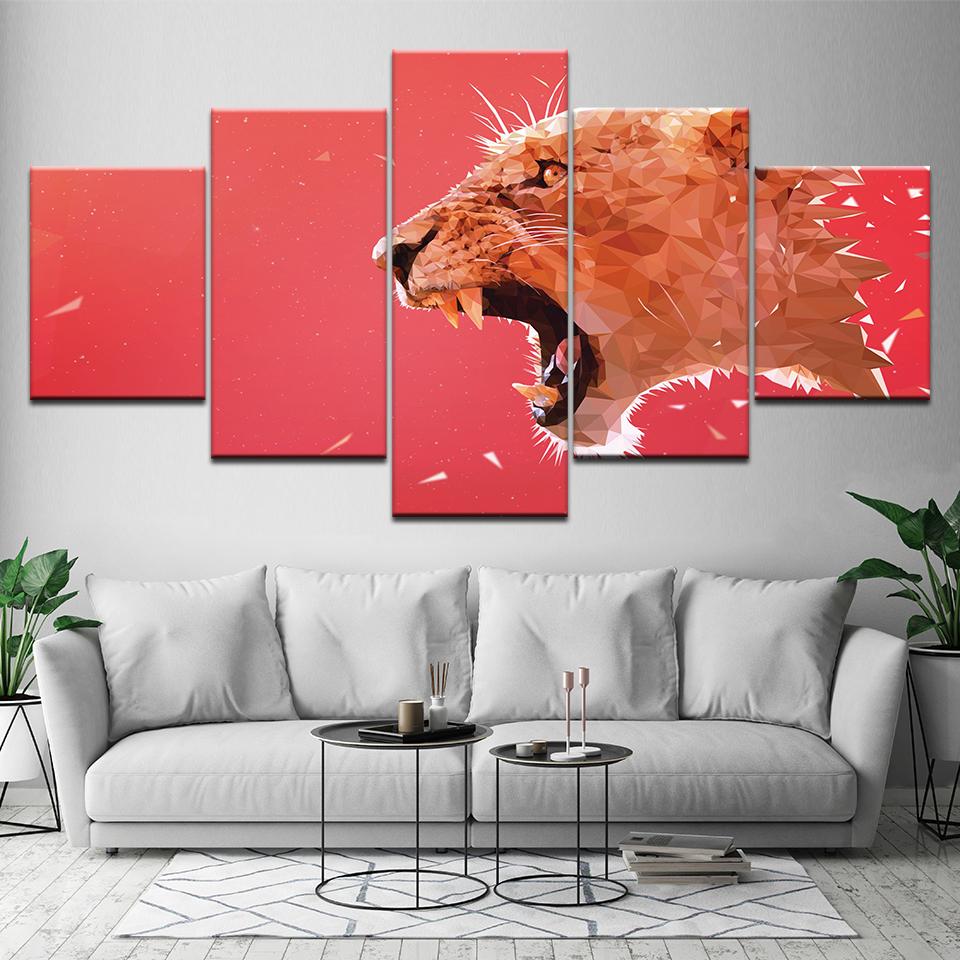 red leopard abstract animal 5 panel canvas art wall decor 5109