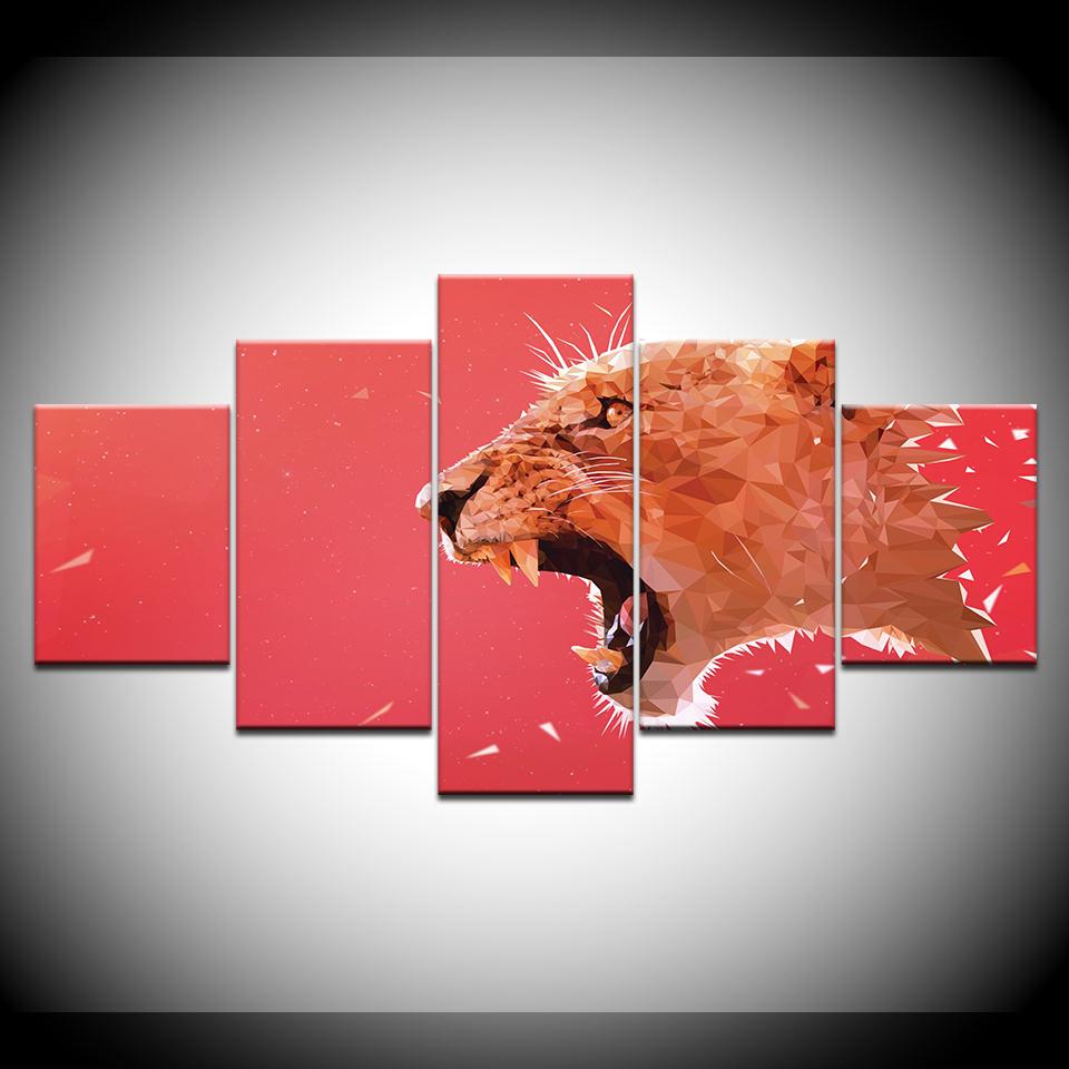 red leopard abstract animal 5 panel canvas art wall decor 5372
