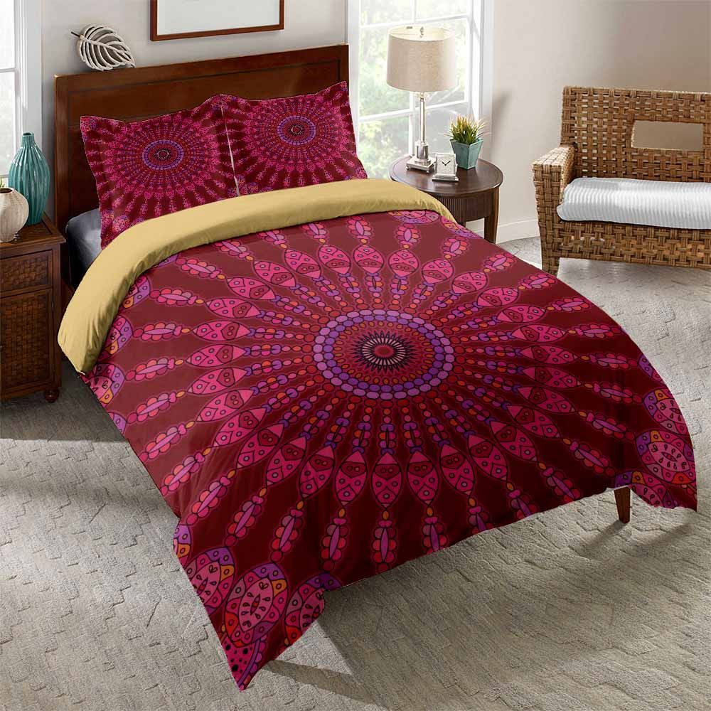 red mandala pattern printed bedding set bedroom decor 4953