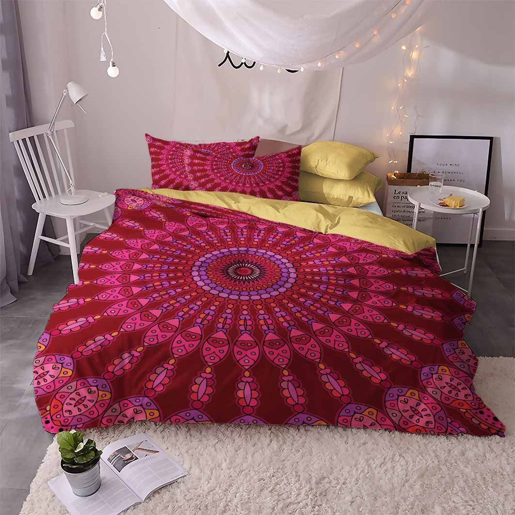 red mandala pattern printed bedding set bedroom decor 7259