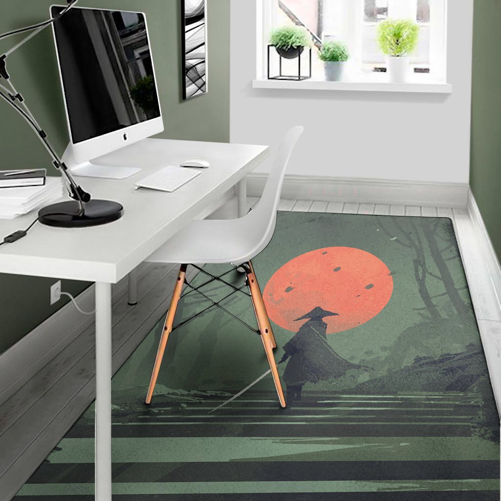 red moon samurai print area rug floor decor 4090