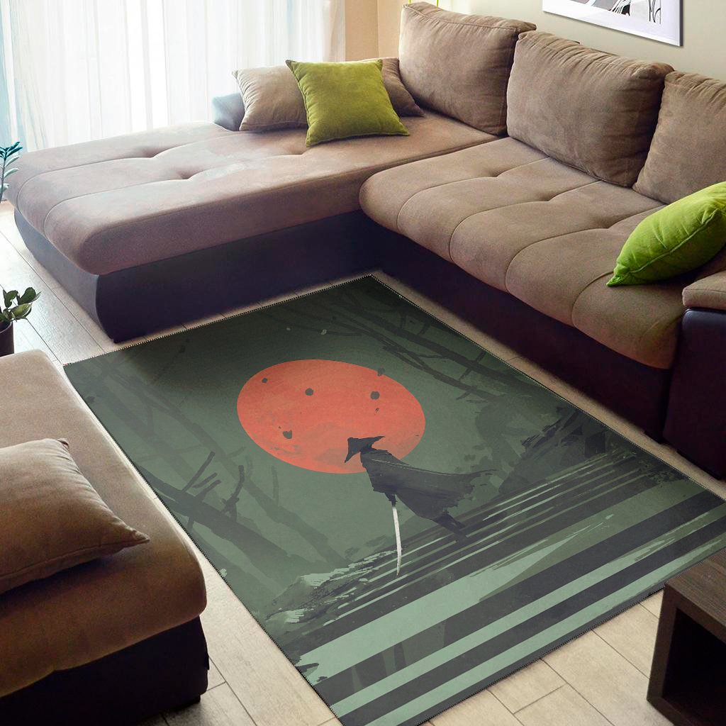 red moon samurai print area rug floor decor 6391