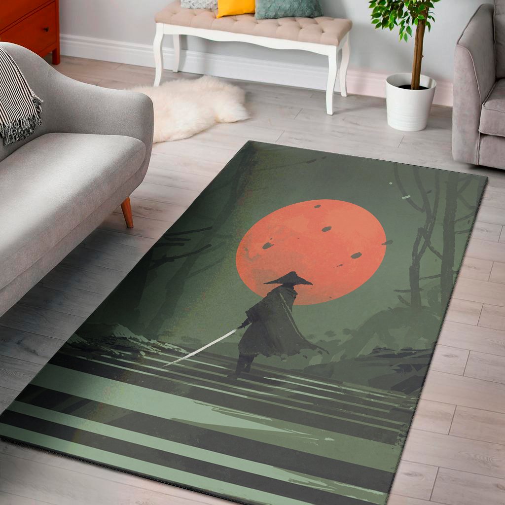 red moon samurai print area rug floor decor 7892