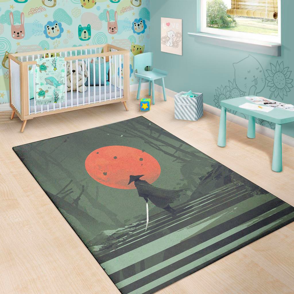 red moon samurai print area rug floor decor 8613
