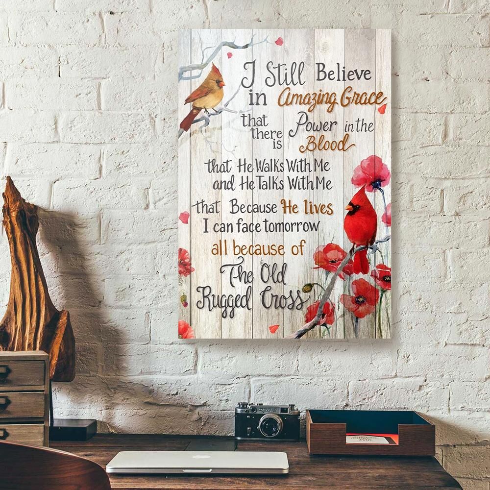 red poppy cardinal canvas prints wall art decor 6790