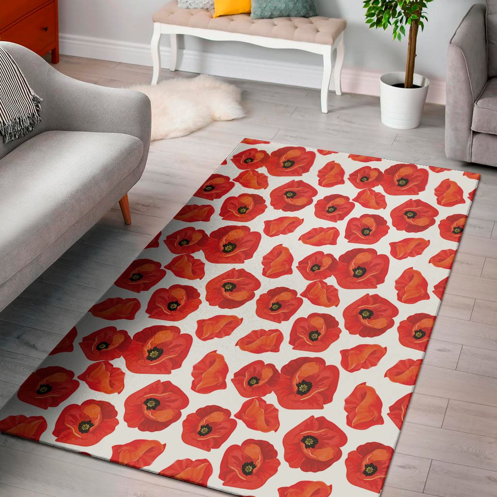 red poppy pattern print area rug floor decor 6279