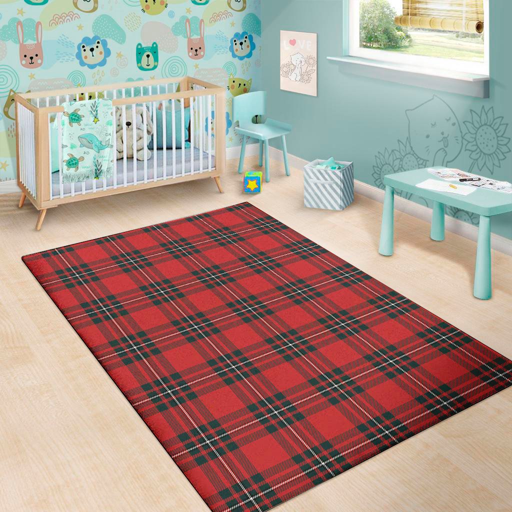 red scottish tartan pattern print area rug floor decor 2555