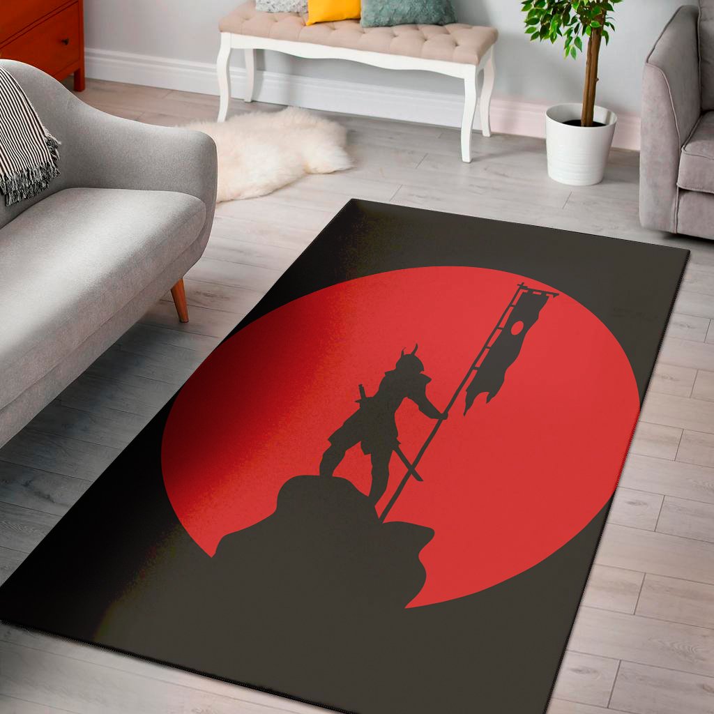red sun samurai print area rug floor decor 1566