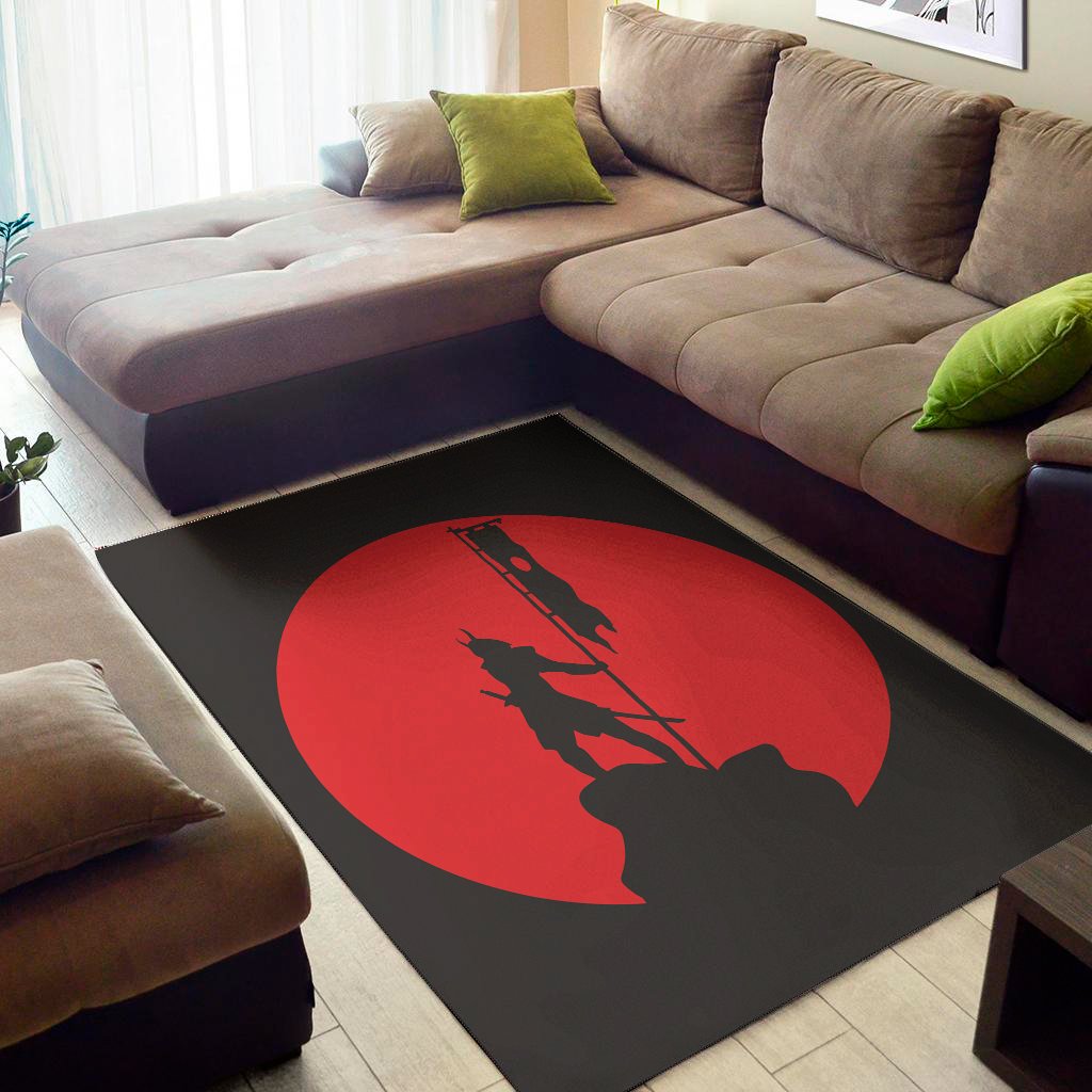 red sun samurai print area rug floor decor 2456