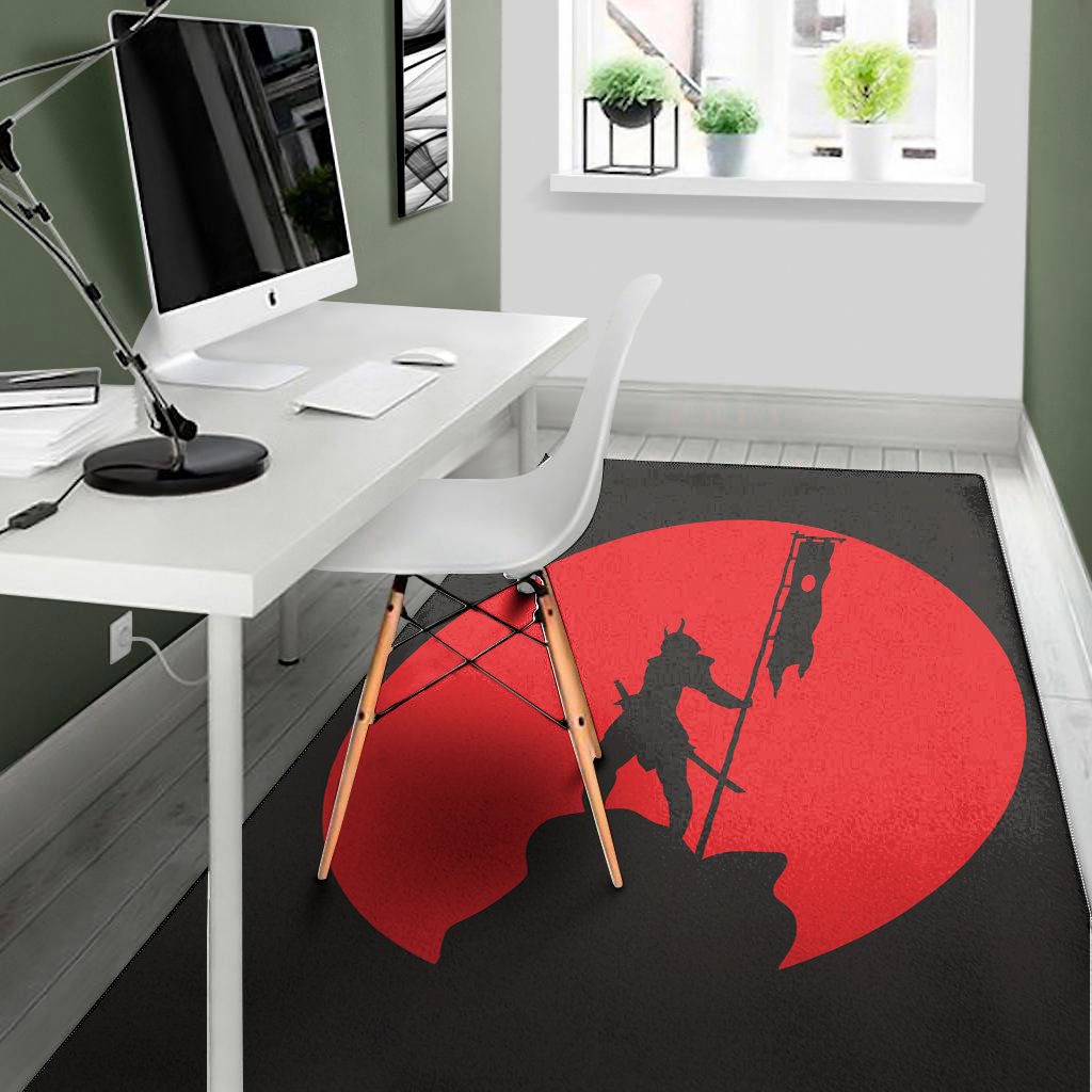 red sun samurai print area rug floor decor 4290
