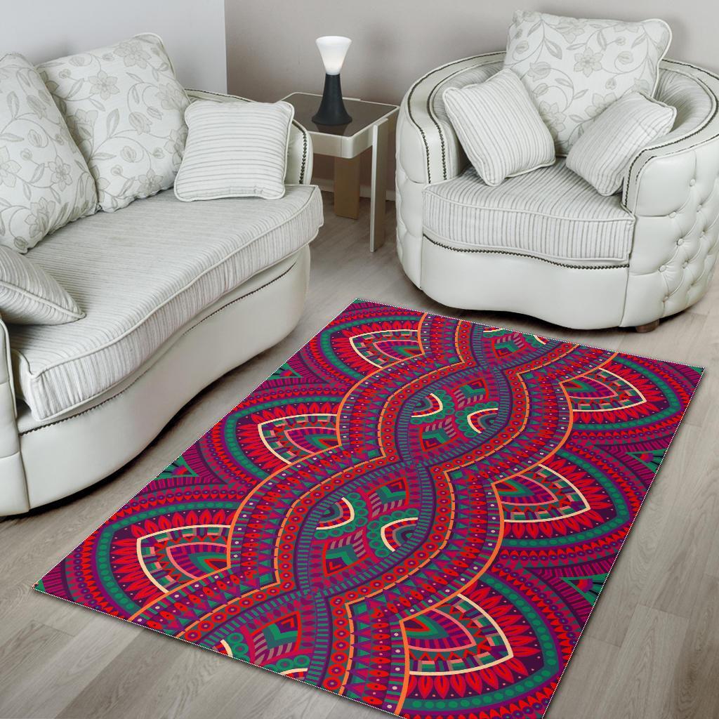 red tribal ethnic mandala print area rug floor decor 8535