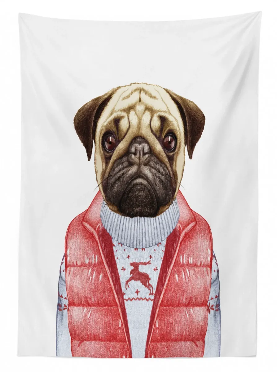 red vest christmas sweater 3d printed tablecloth table decor 6279