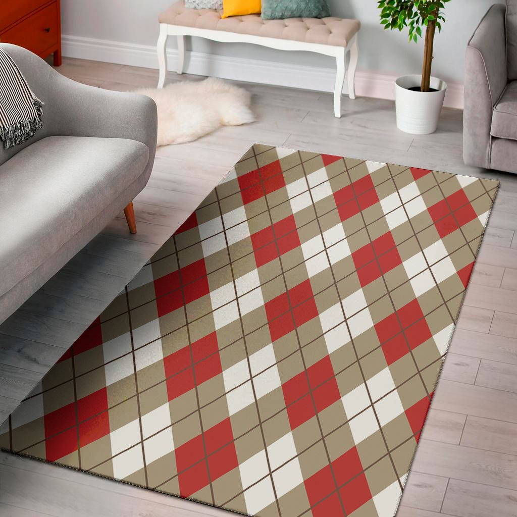 red white and beige argyle pattern print area rug floor decor 5593