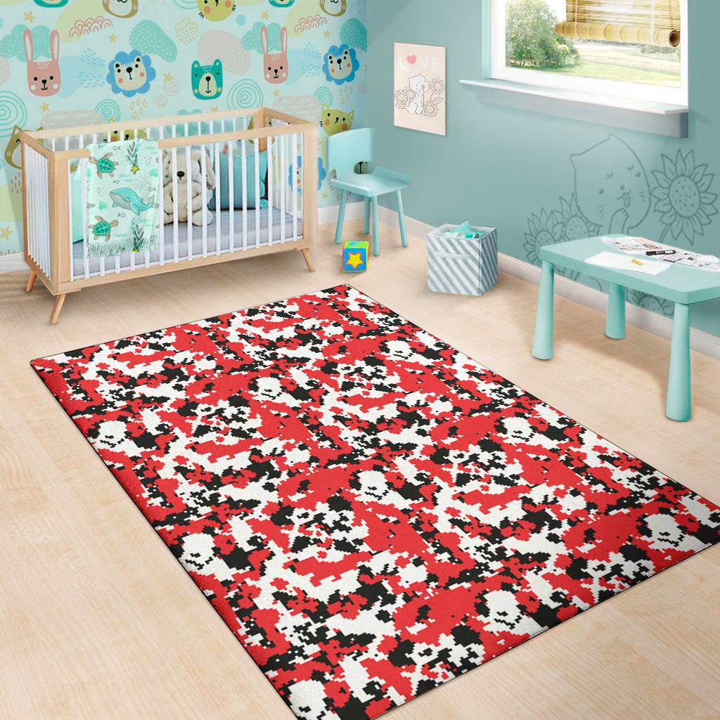 red white and black digital camo print area rug floor decor 4308
