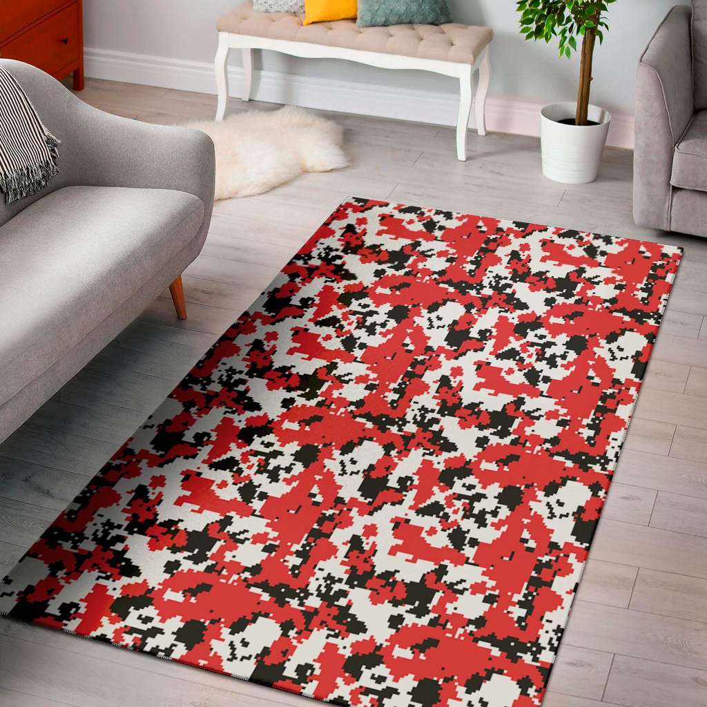 red white and black digital camo print area rug floor decor 5163
