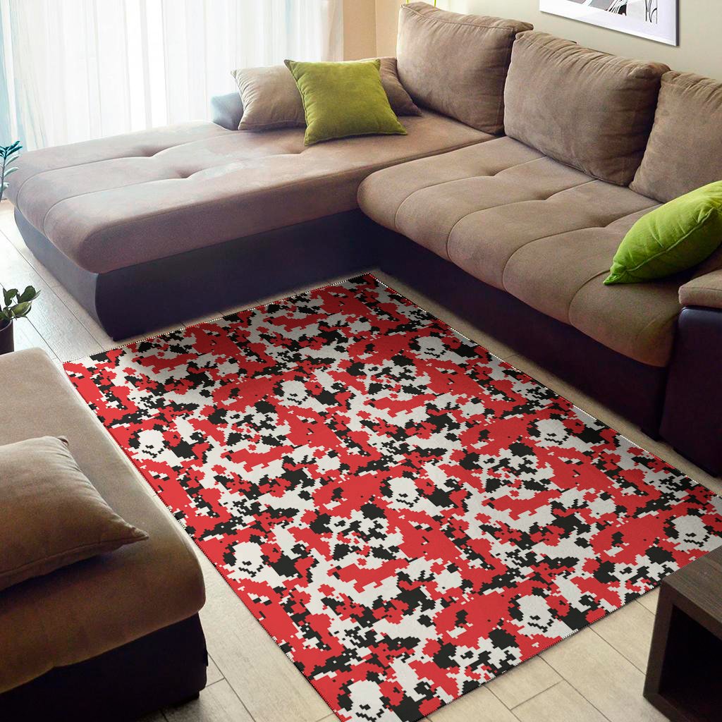 red white and black digital camo print area rug floor decor 8352