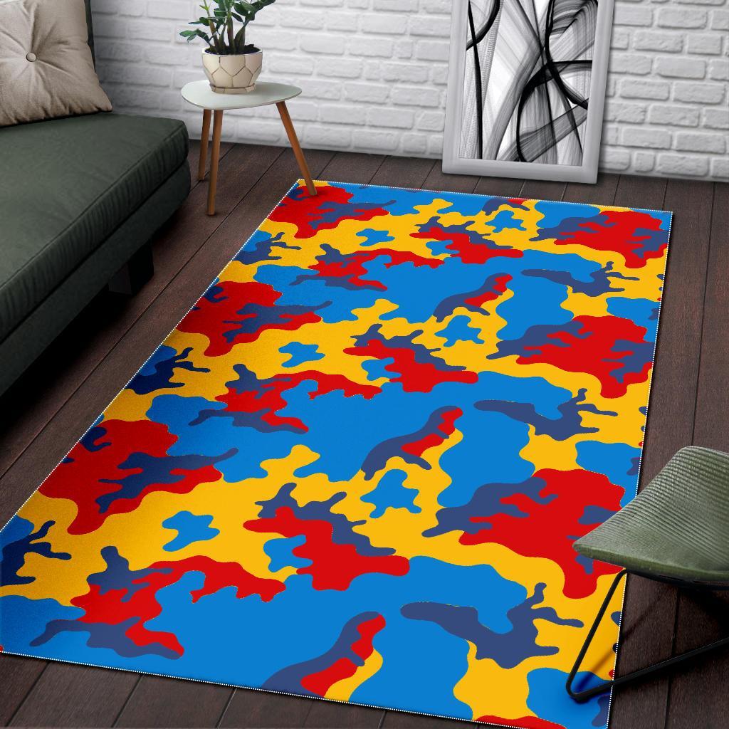 Red Yellow And Blue Camouflage Print Area Rug Floor Decor red yellow and blue camouflage print area rug floor decor 8853