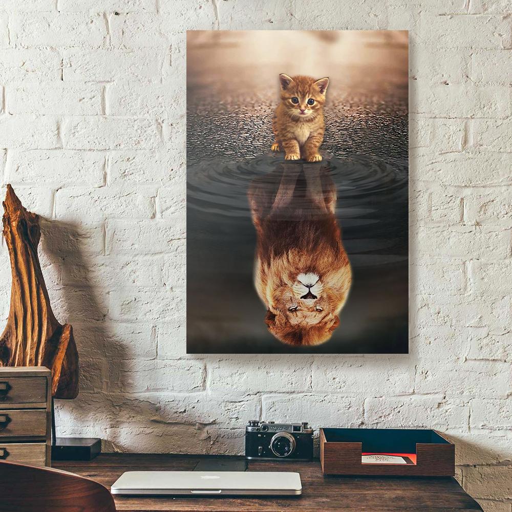 reflection of lion canvas prints wall art decor 7422